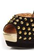 Shoe Republic LA Shiva Black and Gold Studded Platform Heels