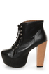 Shoe Republic LA Step Black Lace-Up Platform Ankle Boots