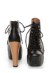 Shoe Republic LA Step Black Lace-Up Platform Ankle Boots