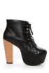 Shoe Republic LA Step Black Lace-Up Platform Ankle Boots
