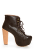 Shoe Republic LA Step Brown Lace-Up Platform Ankle Boots