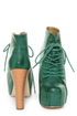 Shoe Republic LA Step Green Lace-Up Platform Ankle Boots