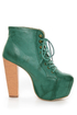 Shoe Republic LA Step Green Lace-Up Platform Ankle Boots