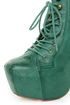 Shoe Republic LA Step Green Lace-Up Platform Ankle Boots
