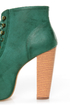 Shoe Republic LA Step Green Lace-Up Platform Ankle Boots