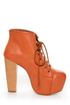 Shoe Republic LA Step Orange Lace-Up Platform Ankle Boots