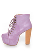 Shoe Republic LA Step Purple Lace-Up Platform Ankle Boots