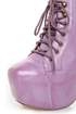 Shoe Republic LA Step Purple Lace-Up Platform Ankle Boots