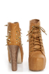 Shoe Republic LA Terza Tan Spiked and Studded Lace-Up Booties