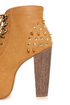 Shoe Republic LA Terza Tan Spiked and Studded Lace-Up Booties