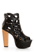 Shoe Republic LA Versa Black Laser Cutout Platform Booties