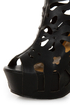 Shoe Republic LA Versa Black Laser Cutout Platform Booties