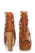 Shoe Republic LA Versa Tan Laser Cutout Platform Booties