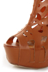 Shoe Republic LA Versa Tan Laser Cutout Platform Booties