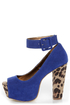 Shoe Republic LA Vicenza Blue and Leopard Platform Heels