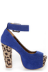 Shoe Republic LA Vicenza Blue and Leopard Platform Heels