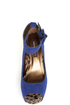 Shoe Republic LA Vicenza Blue and Leopard Platform Heels