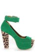Shoe Republic LA Vicenza Green and Leopard Platform Heels