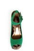 Shoe Republic LA Vicenza Green and Leopard Platform Heels
