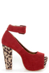 Shoe Republic LA Vicenza Wine Red and Leopard Platform Heels