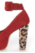 Shoe Republic LA Vicenza Wine Red and Leopard Platform Heels
