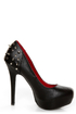 Shoe Republic LA Volta Black Spiked and Studded Platform Pumps