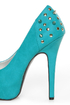Shoe Republic LA Volta Turquoise Spikes and Studs Platform Pumps