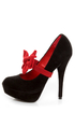 Promise Bachata Black Suede Bow-Strap Pumps
