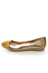Shoe Republic LA Massimo Bronze Rhinestone Cap-Toe Ballet Flats
