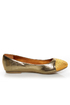 Shoe Republic LA Massimo Bronze Rhinestone Cap-Toe Ballet Flats