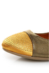 Shoe Republic LA Massimo Bronze Rhinestone Cap-Toe Ballet Flats