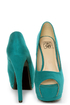 Speed Limit 98 Giant Deep Teal Peep Toe Platform Pumps
