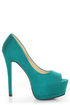 Speed Limit 98 Giant Deep Teal Peep Toe Platform Pumps