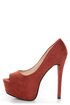 Speed Limit 98 Giant Rust Peep Toe Platform Pumps