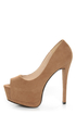 Speed Limit 98 Giant Taupe Peep Toe Platform Pumps
