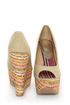 Speed Limit 98 Paco Beige Cotton Woven Wedges
