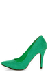 CR-01 Green Velvet Pointed Pumps