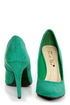 CR-01 Green Velvet Pointed Pumps