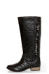 Very Volatile Fringe Black Ruched and Shredded Riding Boots