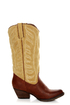 Very Volatile Ingrain Brown Two-Tone Embroidered Cowboy Boots