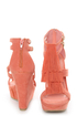 Diva Lounge Lalana 17 Coral Fringe T-Strap Platform Wedges