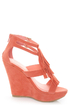 Diva Lounge Lalana 17 Coral Fringe T-Strap Platform Wedges