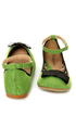 Diva Lounge Larisa 45 Green Fabric Ankle Strap Ballet Flats