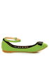 Diva Lounge Larisa 45 Green Fabric Ankle Strap Ballet Flats