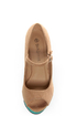 Diva Lounge Madison 07 Tan and Turquoise Peep Toe Wedges