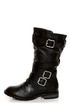Diva Lounge Tina 13A Black Slouchy Belted Combat Boots