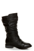 Diva Lounge Tina 13A Black Slouchy Belted Combat Boots