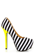 Diva Lounge Viola 02 Black Fabric Striped Platform Pumps