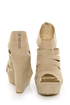 Yoki Alyson Beige Velvety Platform Cage Wedges