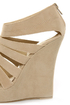 Yoki Alyson Beige Velvety Platform Cage Wedges